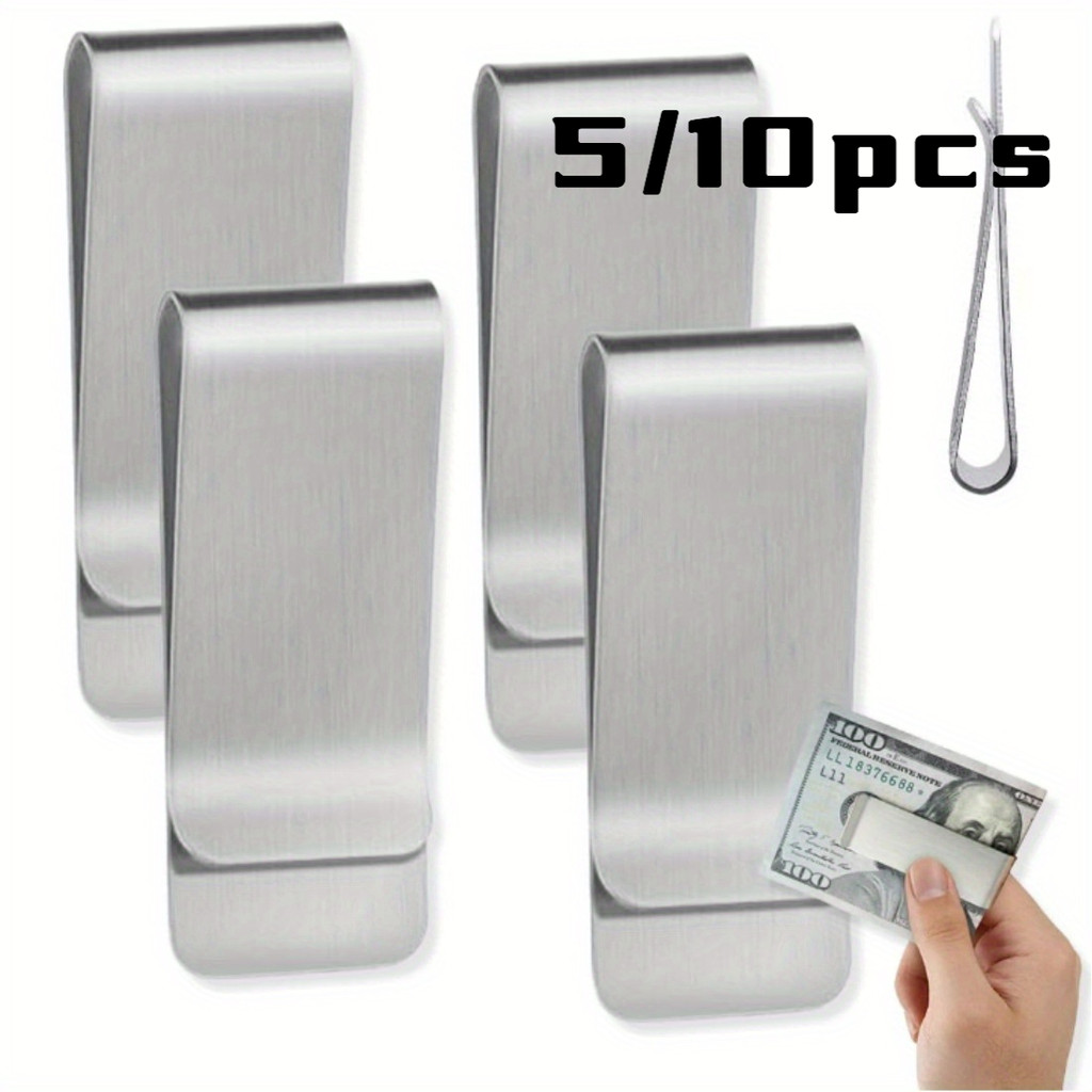 Bo 5/10 Kep Tien Inox Sieu Mong Kep Giay To Hoa Don Mini Toi Gian Cho Nam Va Nu