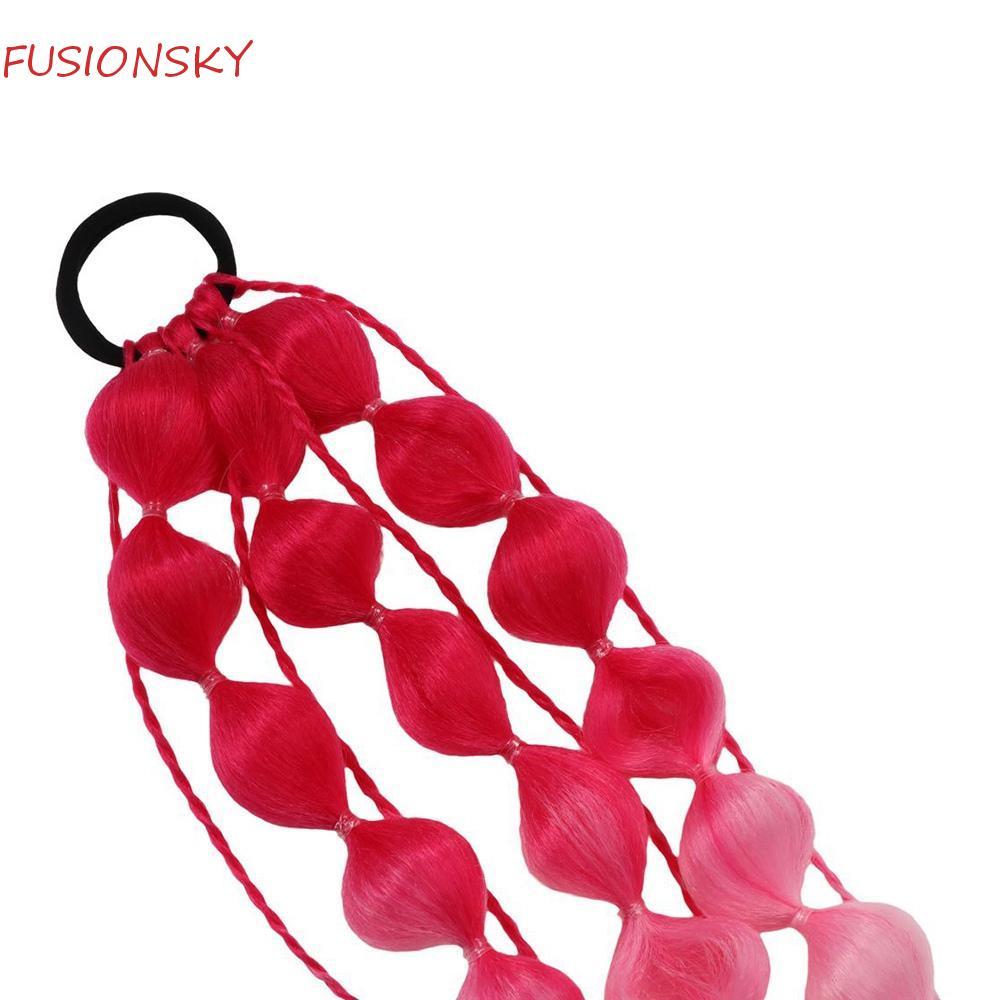 FusionSky Twisted Braids - Synthetic Hair, Jumbo Bubble Braids, Long Ombre Lantern Style, Colorful E