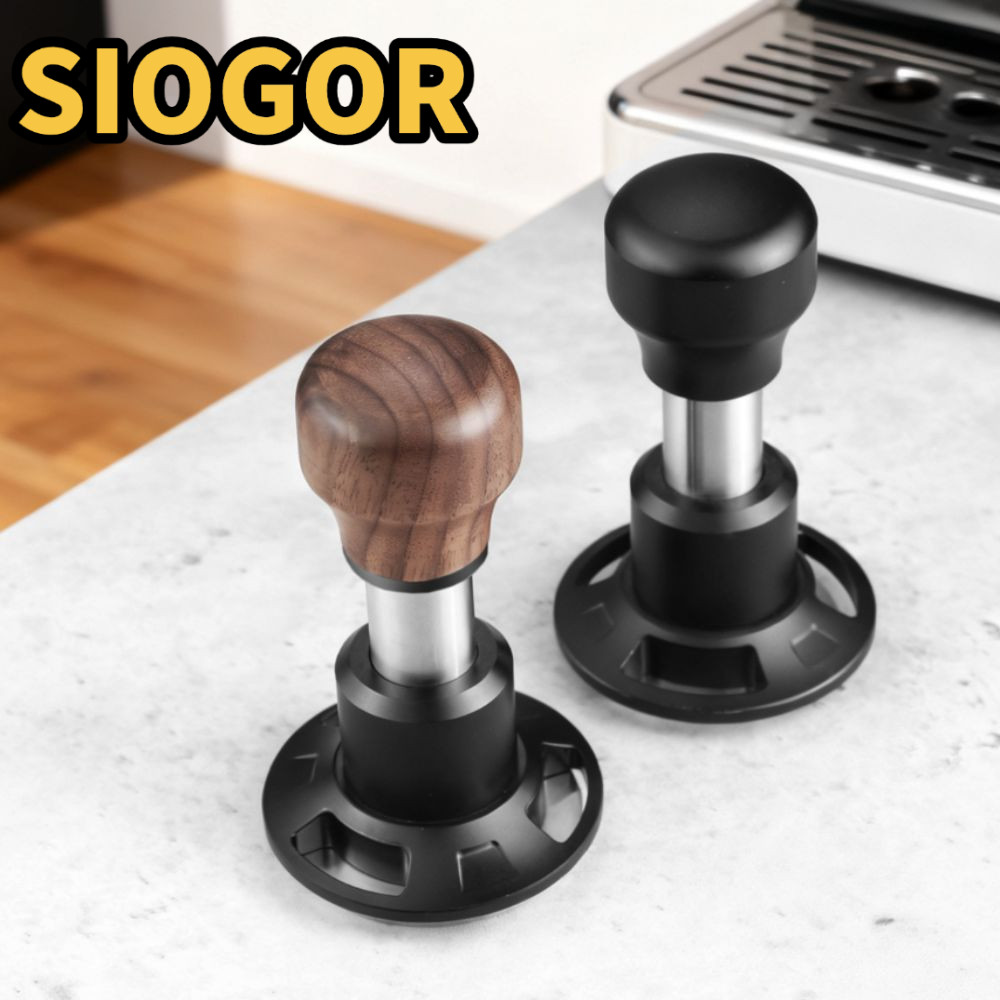 SIOGOR Espresso Tamper, Tamper cà phê nạp lò xo bằng thép không gỉ áp suất không đổi, Đế gợn 58,5mm 