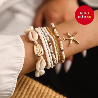Phong Cách Kỳ Nghỉ 7 Chiếc Đính Hạt Vỏ Sao Biển Vòng Tay Bộ Nữ Đi Biển Trang Sức Hợp Thời Trang Boho Quà Tặng