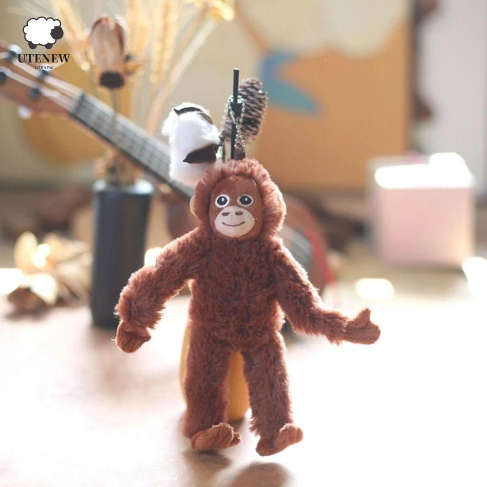 UTENEW Chimpanzees Mặt dây chuyền khỉ, Chimpanzees Khỉ nhồi bông hoạt hình sang trọng Gorilla Đồ chơ