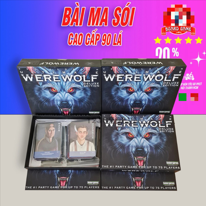 BÀI MA SÓI Ultimate 92 lá [HÀNG CAO CẤP] Thẻ Việt Hóa Bản Mới Game Nhập Vai, Werewolf Ultimate Delux