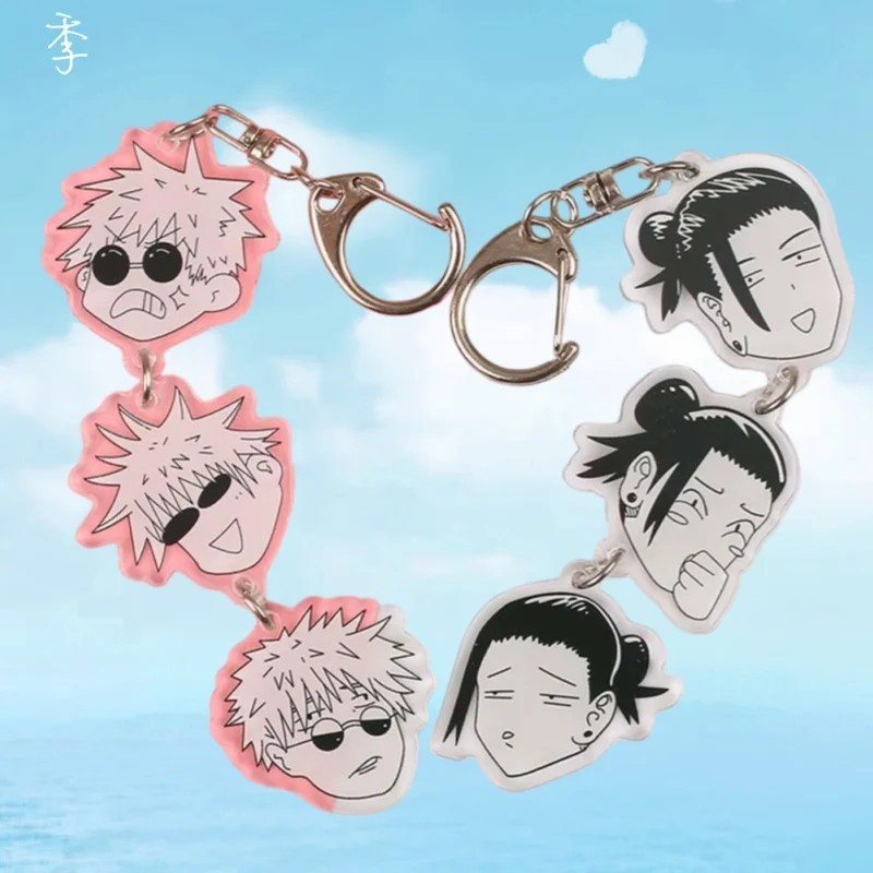 Móc khóa Chú Thuật Hồi Chiến Jujutsu Kaisen Gojo Satoru Suguru Geto Acrylic mặt meme hài hước trang 