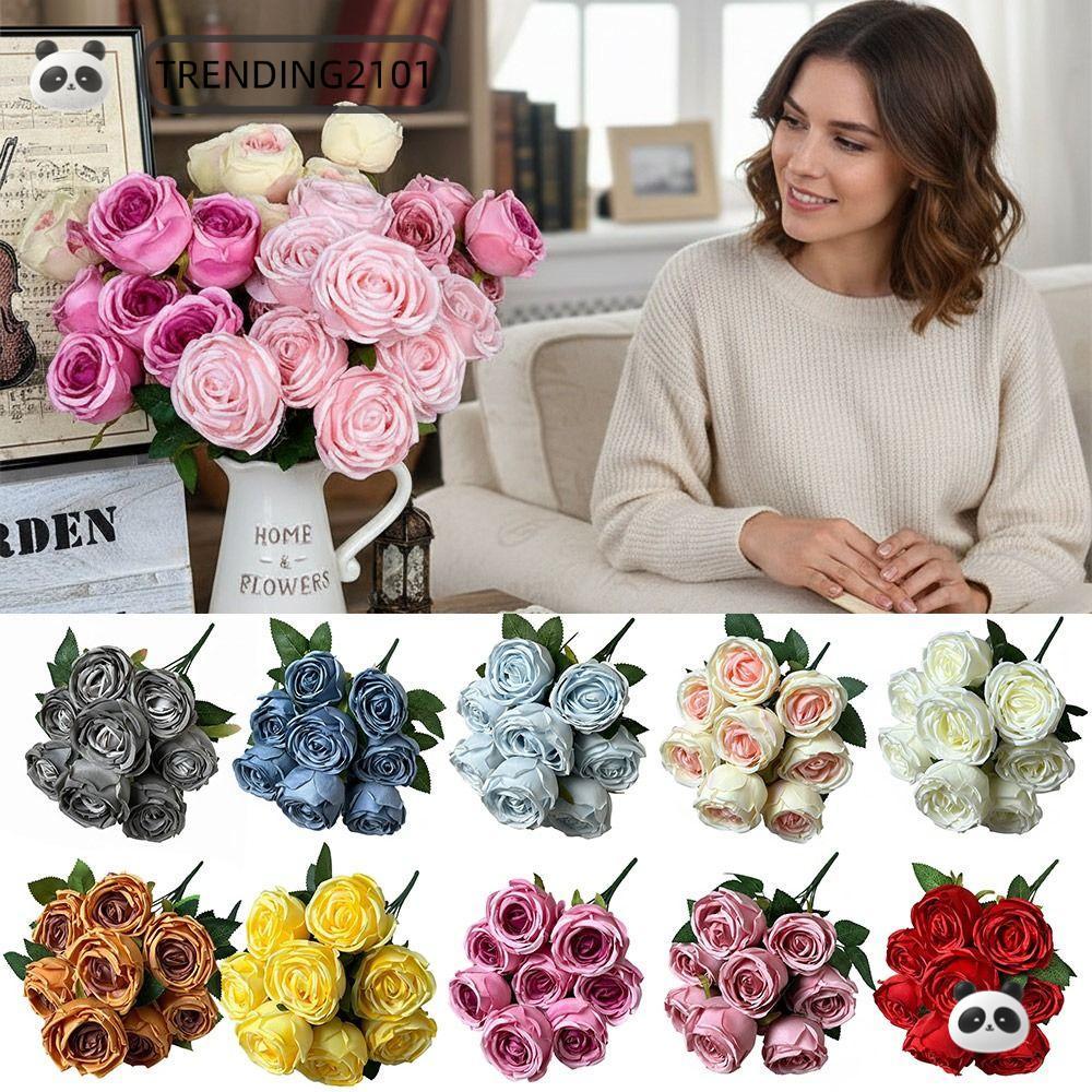 TRENDING Mô Phỏng Hoa Hồng, Lá Xanh 9 Đầu Hoa Hồng Nhân Tạo, Cánh Hoa Lụa Sáng Tạo Cảnh Quan Nhiều M