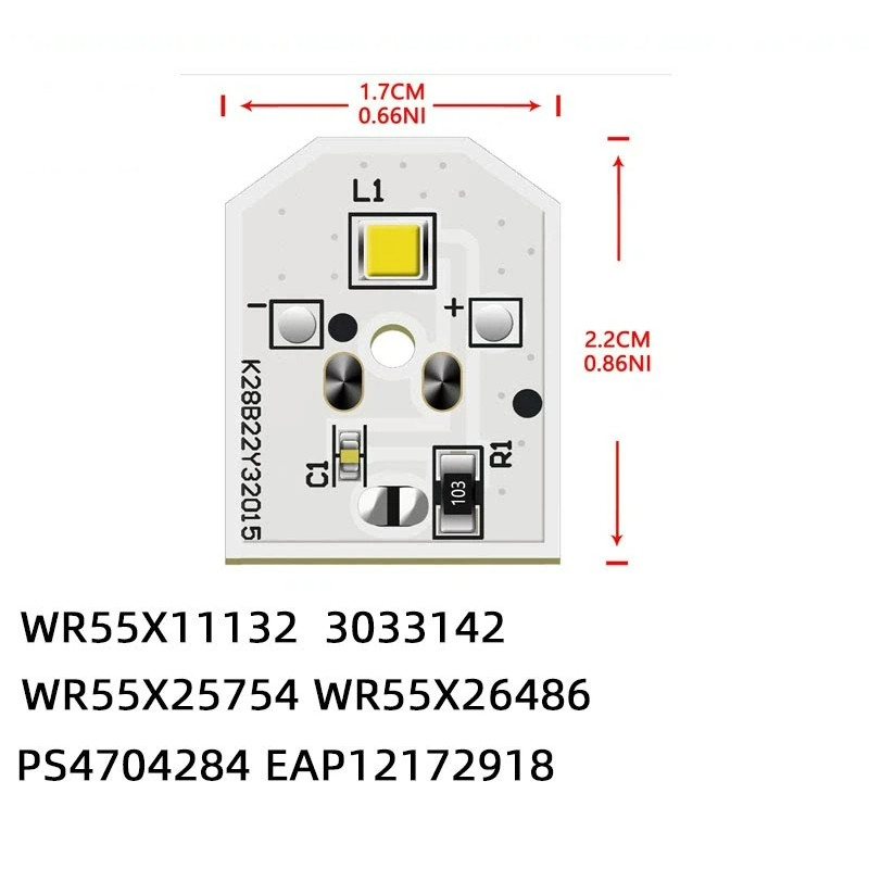 Phụ kiện đèn LED tủ lạnh WR55X1132 / WR55X25754 / GE WR55X30602 / WR55X26486
