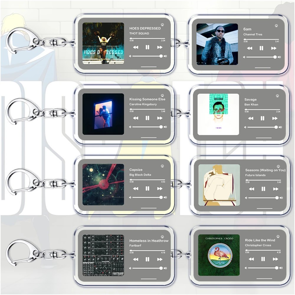 Móc khóa mica Acrylic hình trình phát nhạc Spotify Radio 6am decor trang trí balo túi xách làm quà t