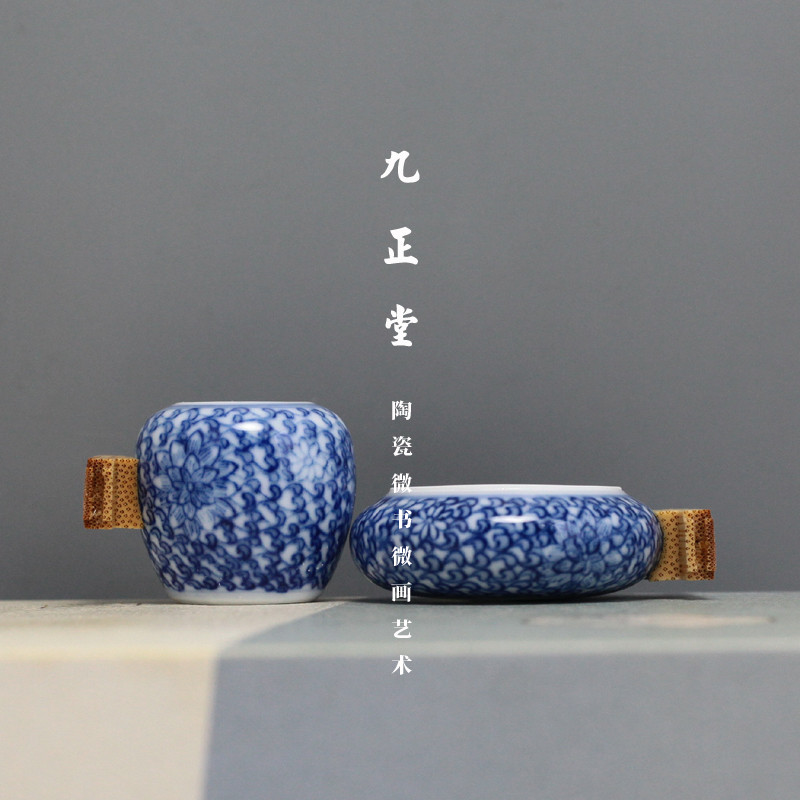 Bộ 2 Cóng - Cóng Khuyên - Cóng chim vẽ tay - Cửu Chính Đường - hoa sen - Lắp tai cóng vào cóng