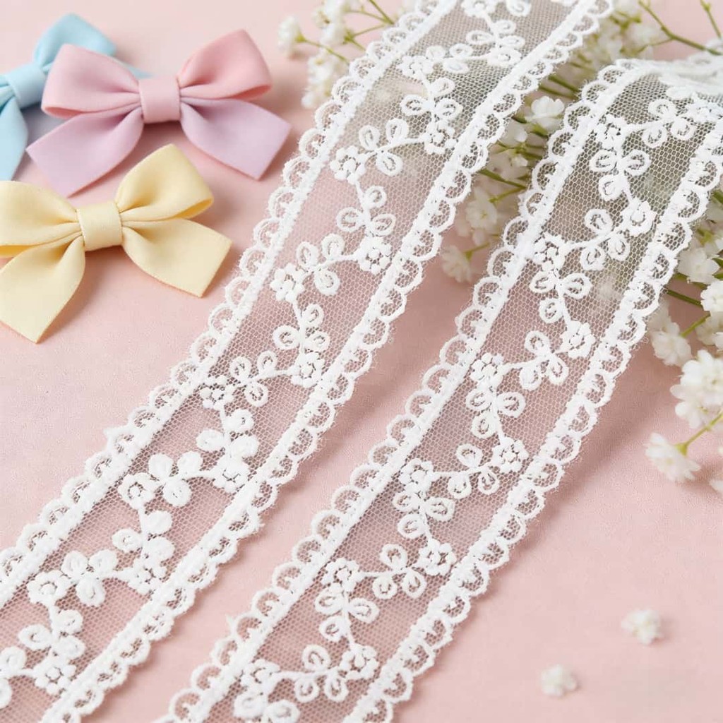 2 / 5Yard 4cm Ren Hoa Viền Lưới Thêu Ren Ruy Băng Cho DIY