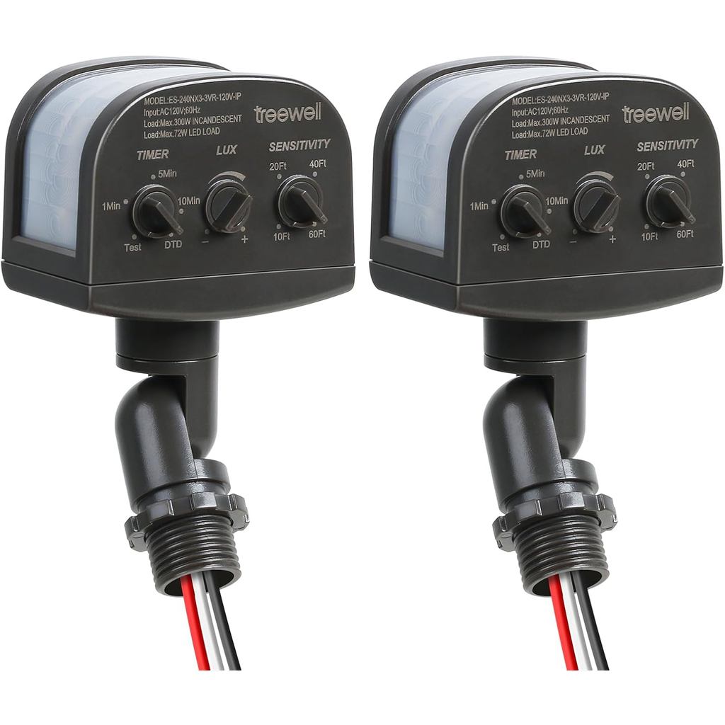 2 gói Cảm biến chuyển động thay thế 240 độ, LUX (5-300) có thể điều chỉnh & Độ nhạy thời gian & phát
