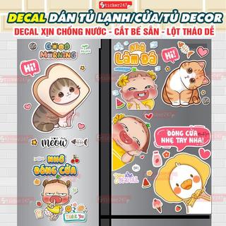 Decal Dán Trang Trí Tủ Lạnh Cửa Tủ Phòng Ngủ Decor Dễ Thương Sticker Chống Nước Cắt Sẵn Lột Dán Tiện Lợi Dán Máy Giặt