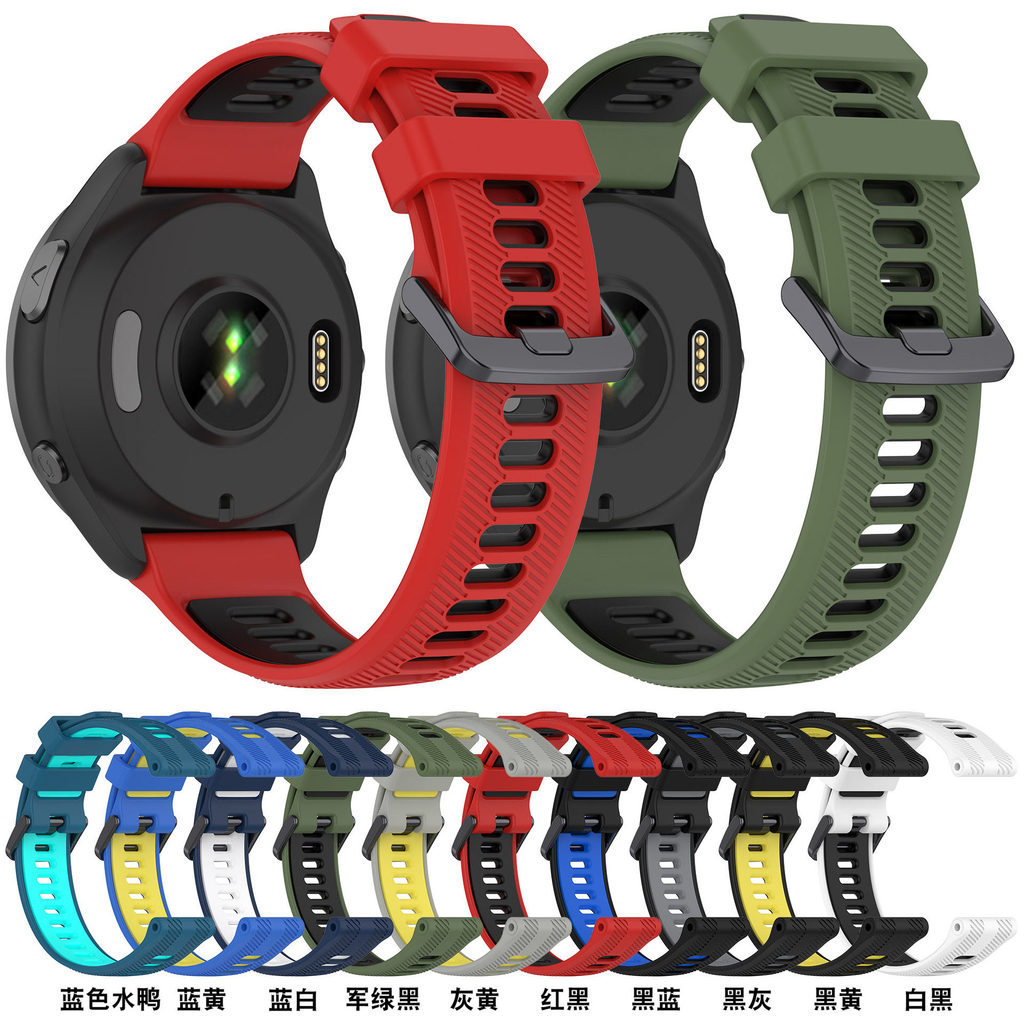 Thích hợp cho Garmin Forerunner965 Dây đeo cao su hai màu Garmin Fenix7Pro Dây đeo cổ tay 22MM