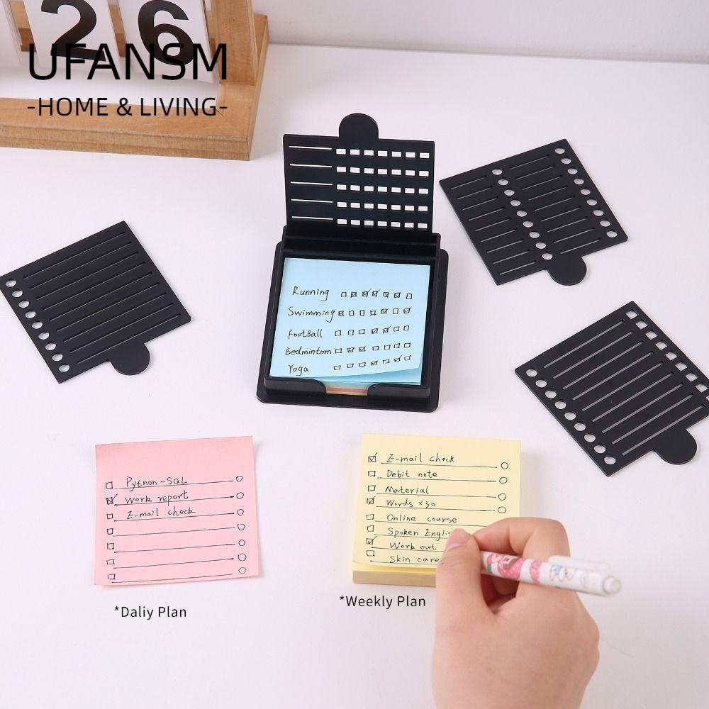 UFASM Sticky Note Stencil, Dispenser Sticky Note Storage Tools Bộ đựng giấy dán, Bản mẫu vẽ dòng với