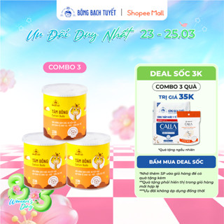 Combo 3 Hộp Tăm bông trẻ em Bông Bạch Tuyết (336 que/hộp tròn)