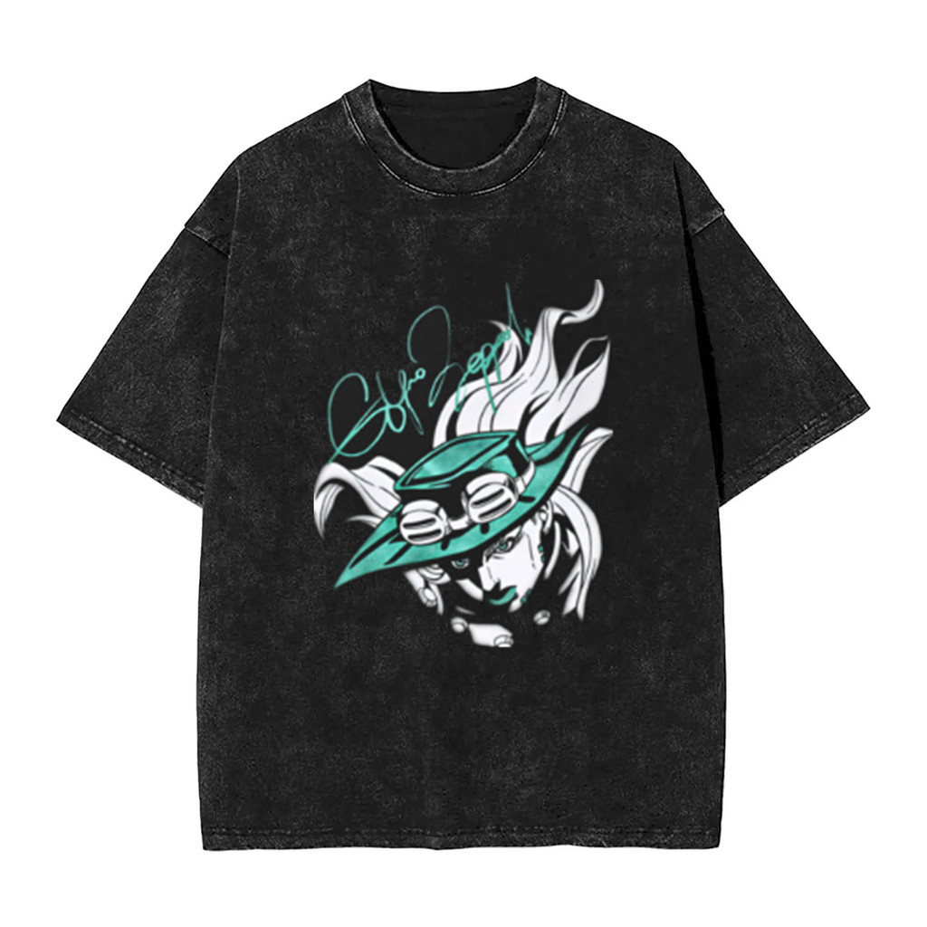 Áo ngắn tay nam chất liệu cotton, thiết kế đồ họa Steel Ball Run