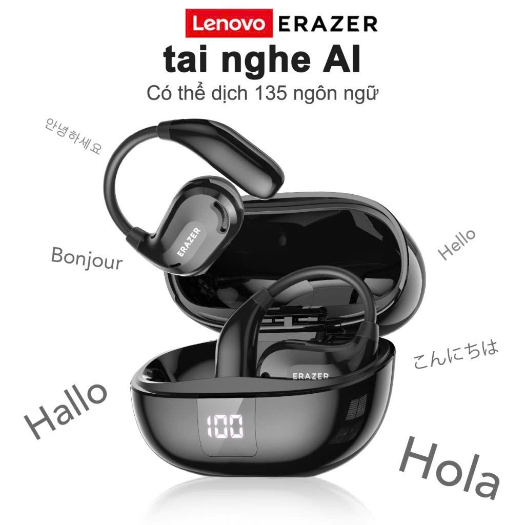 Tai Nghe True Wireless Kẹp Tai Phiên dịch 134 ngôn ngữ Lenovo Erazer XT66 Pro | BT 5.4 | Đèn báo