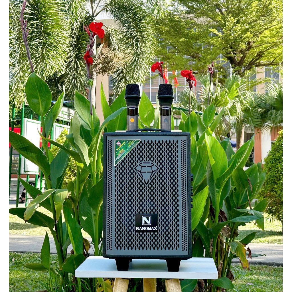 ( TẶNG KÈM 2 MIC ) Loa Kéo Karaoke Di Động NANOMAX s100 Treble Công Suất Cực Khủng Bass Dày - Blueto