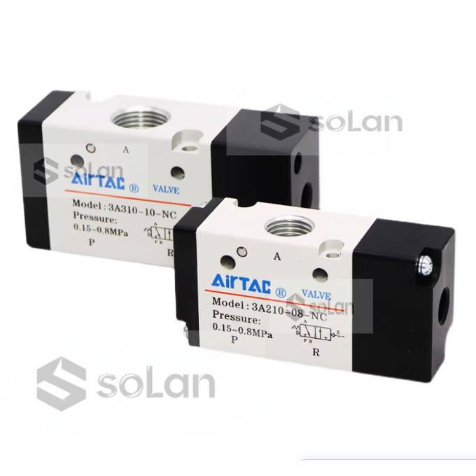 Van điều khiển không khí AirTac 3A210-08NC Hai-Bit Ba chiều 3A110-06 3A310-10 Van điện từ khí nén