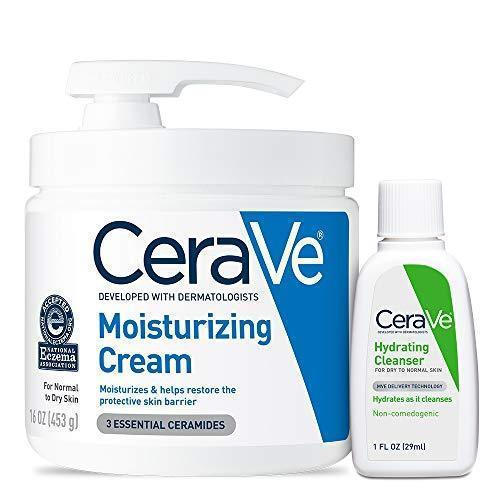 Bộ chăm sóc da dưỡng ẩm CeraVe, Kem dưỡng ẩm 8oz và Sữa rửa mặt dưỡng ẩm 8oz, Kem dưỡng ẩm Ceramide 