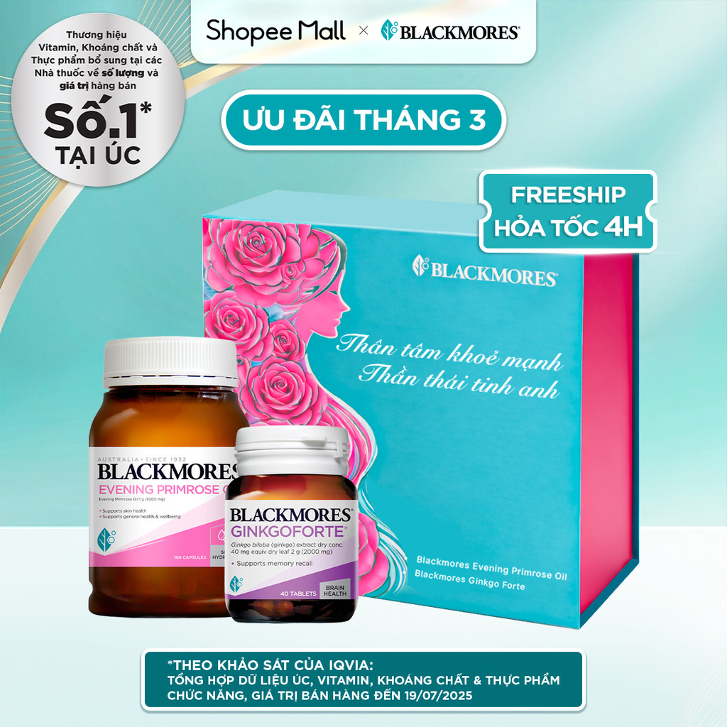 Blackmores Set quà tặng 3: Thâm tâm khoẻ mạnh - Thần thái tinh anh (Hoa anh thảo & Ginkgoforte)