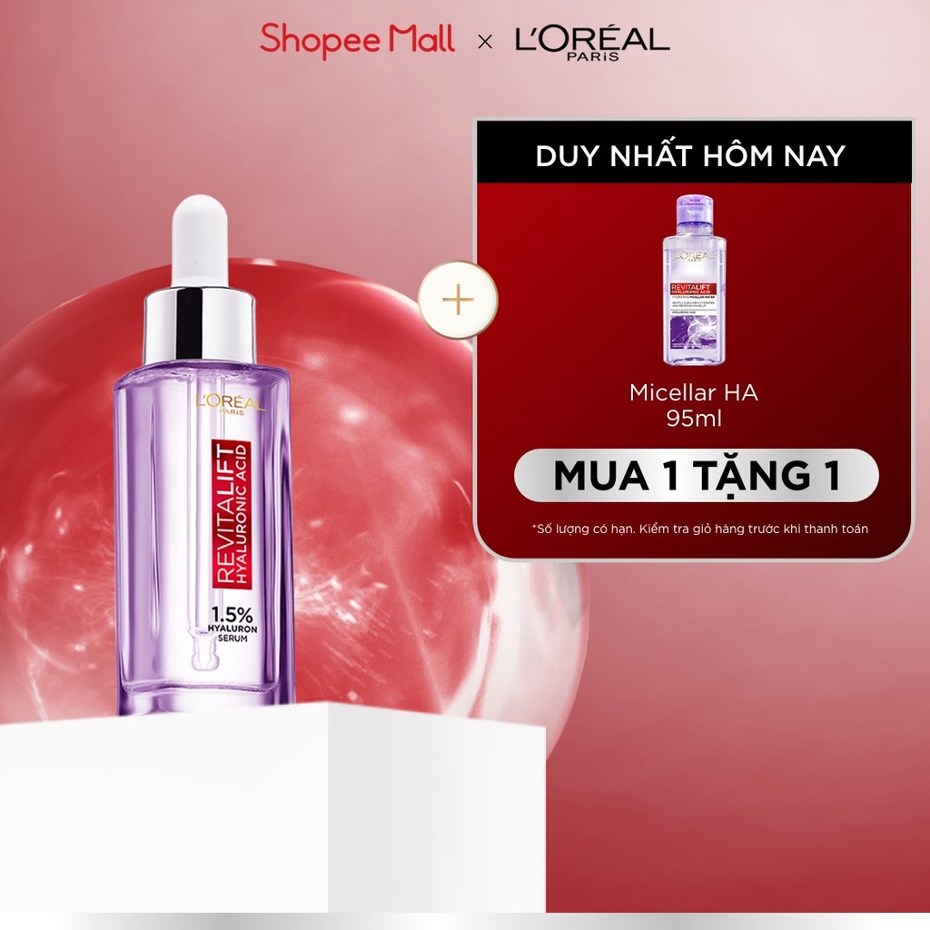 Serum dưỡng cấp ẩm tức thì, giúp làm giảm nếp nhăn & căng mướt da L'Oreal Paris Revitalift 1.5% Hyaluronic Acid 30ml