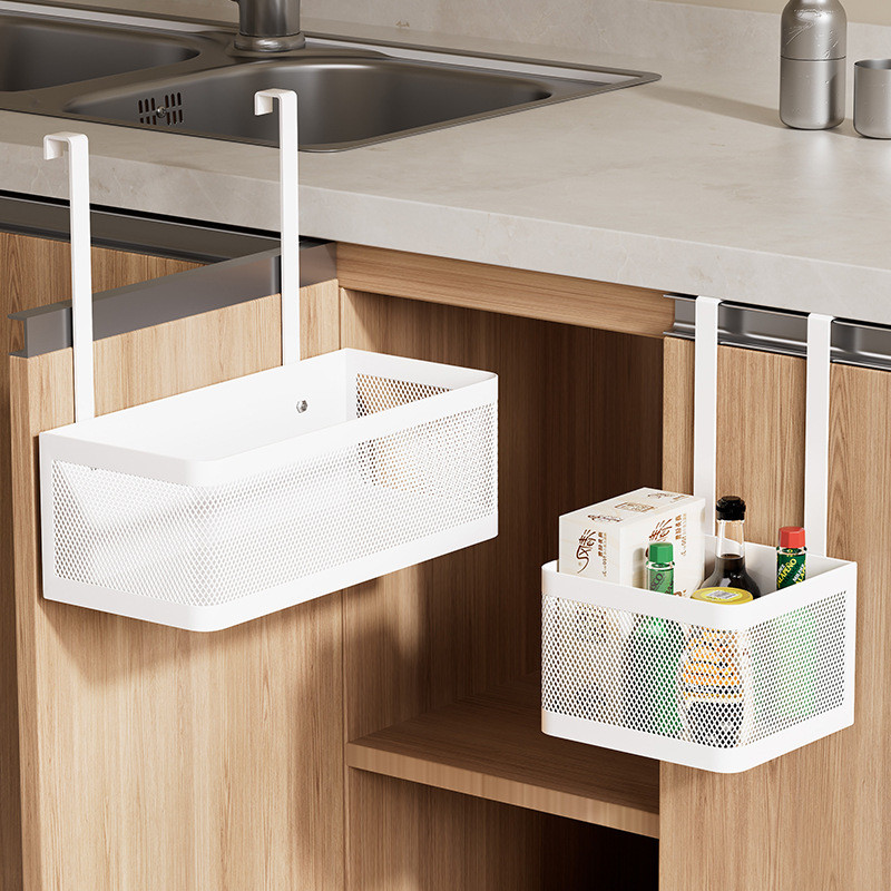Popular~Kitchen cabinet door storage rack, cling film storage basket, shelf for outside cabinet door