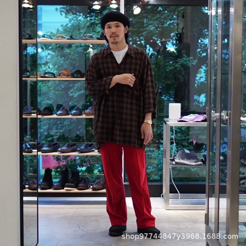 32T4 Needles track Joint Name velvet Velvet Embroidered Vintage Casual Sports Pants