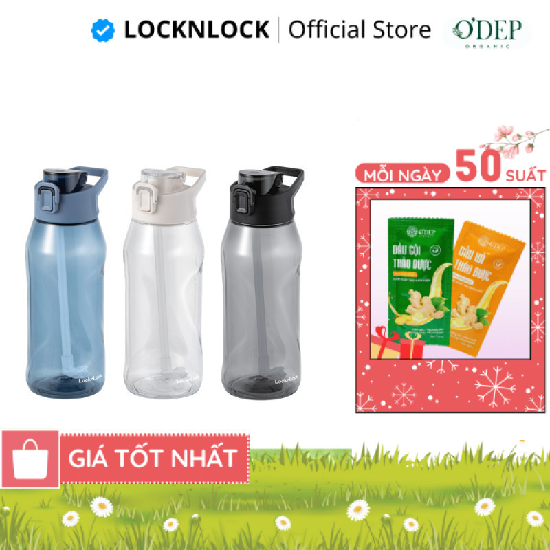 Bình nước nhựa Tritan 1.05 Lít LocknLock , Kèm ống hút One-Touch Sports Bottlen ABF926, Nhiều Màu - 