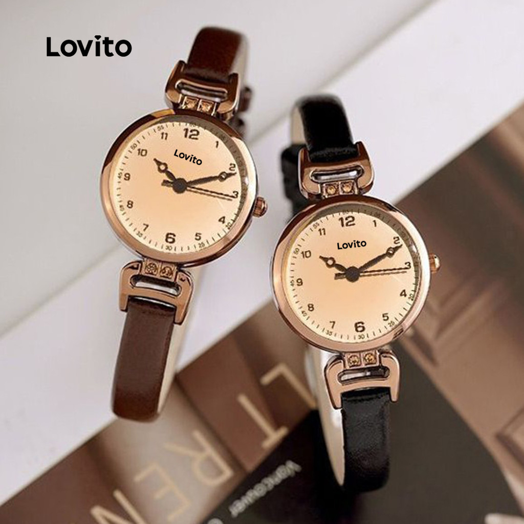 Đồng hồ thạch anh Lovito màu trơn phong cách thanh lịch cổ điển phù hợp mọi mùa cho nữ LFA82346 | BigBuy360 - bigbuy360.vn