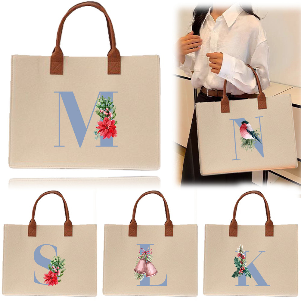 Felt tote bag Thickened Large capacity Exquisite print Large felt tote bag In stock Commuter shoppin