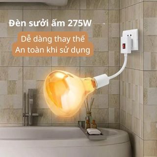 Bóng đèn Sưởi 275W Đa Năng Tiết Kiệm Điện Phù Hợp Mọi Gia Đình, Bóng sưởi nhà tắm hồng ngoại siêu bên chịu nước  VH MART