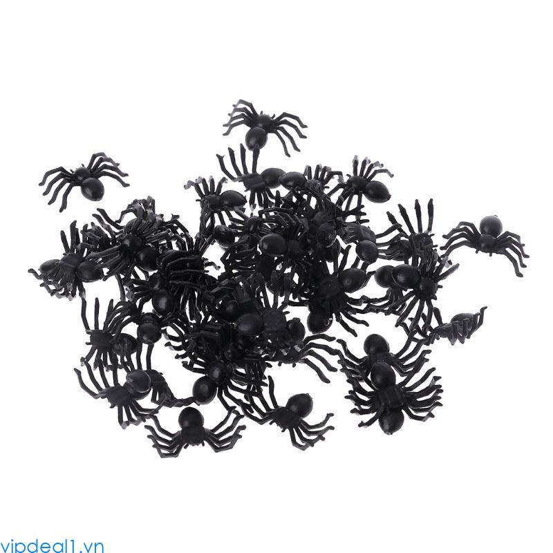 Vipdeal1 50 Cái Nhỏ Nhựa Đen Giả Đồ Chơi Nhện Ngộ nghĩnh Trò Đùa Prank Đạo Cụ Halloween Deco