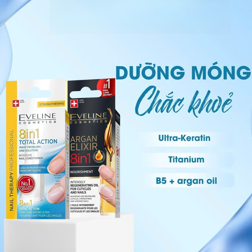 Sơn Dưỡng Móng Eveline 8w1 Total Action 12ml