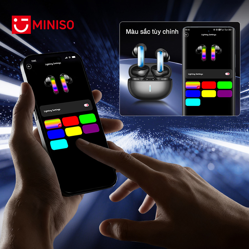 MINISO MS110 AI Tai nghe dịch thuật Video Chức năng phụ đề Bấm dài 2 giây ANC Chế độ khử tiếng ồn Tai nghe nhét tai có thể điều khiển Thiết kế dải đèn phát sáng Bluetooth 6.0 | BigBuy360 - bigbuy360.vn