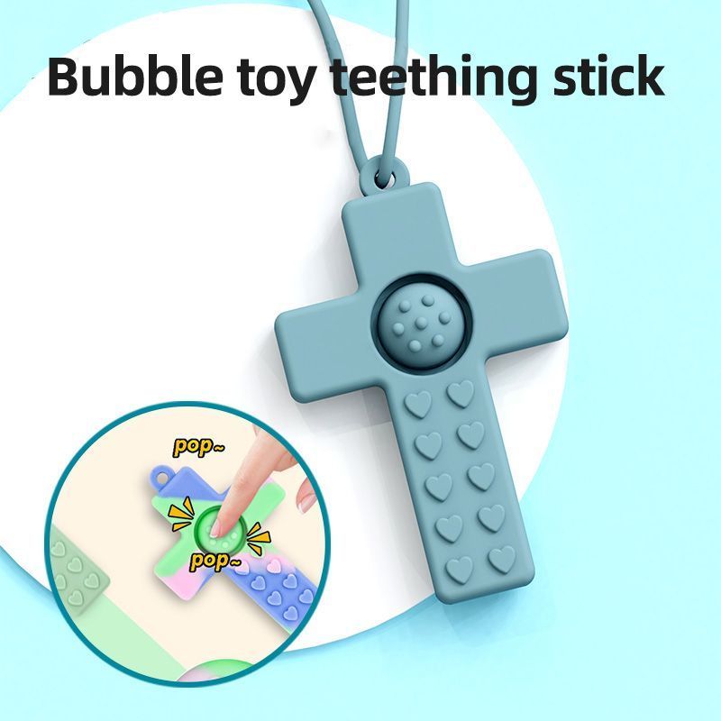 Hot Sale#Hot-Selling Bubble Fun Teething Cross Stress Relief Toy Teething Stick Infant Silicone Anti