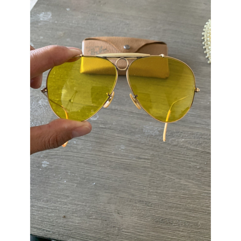 VTG Ray Ban B & L Mạ vàng Kalichrome Aviator Bullet Hole Shooter Sunglass