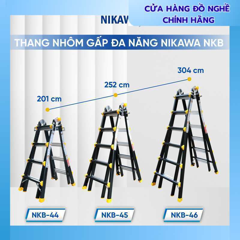 Thang nhôm gấp Nikawa NKB-44, NKB-45, NKB-46 4 bậc, 5 bậc, 6 bậc nhập khẩu, bảo hành chính hãng