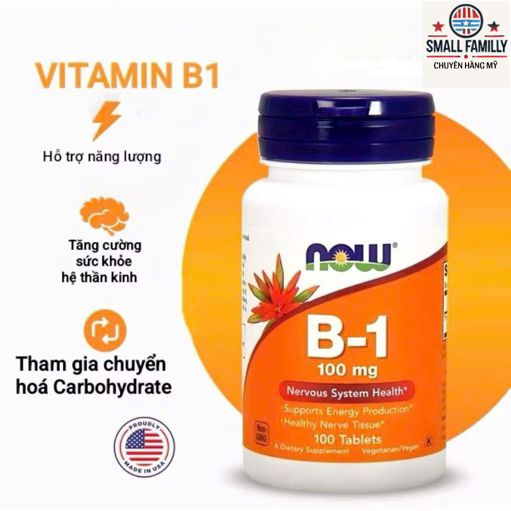 Viên uống NOW Vitamin B1 100mg 100 viên– Hỗ Trợ Thần Kinh & Tăng Cường Năng Lượng