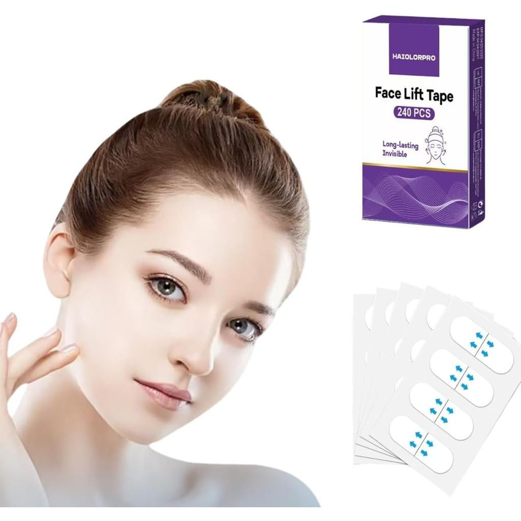 HAIOLORPRO 240 CÁI Băng nâng cơ mặt, Miếng dán cạnh chữ V tức thì Nâng cơ mặt vô hình, Băng mặt cho 