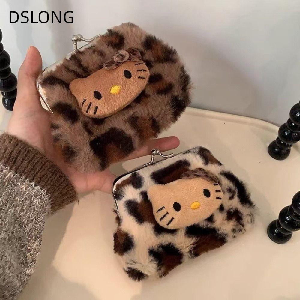 Túi lưu trữ DSLONG, Quà tặng Ví Hello Kitty Mini, Ví nhỏ họa tiết da báo Hello Kitty