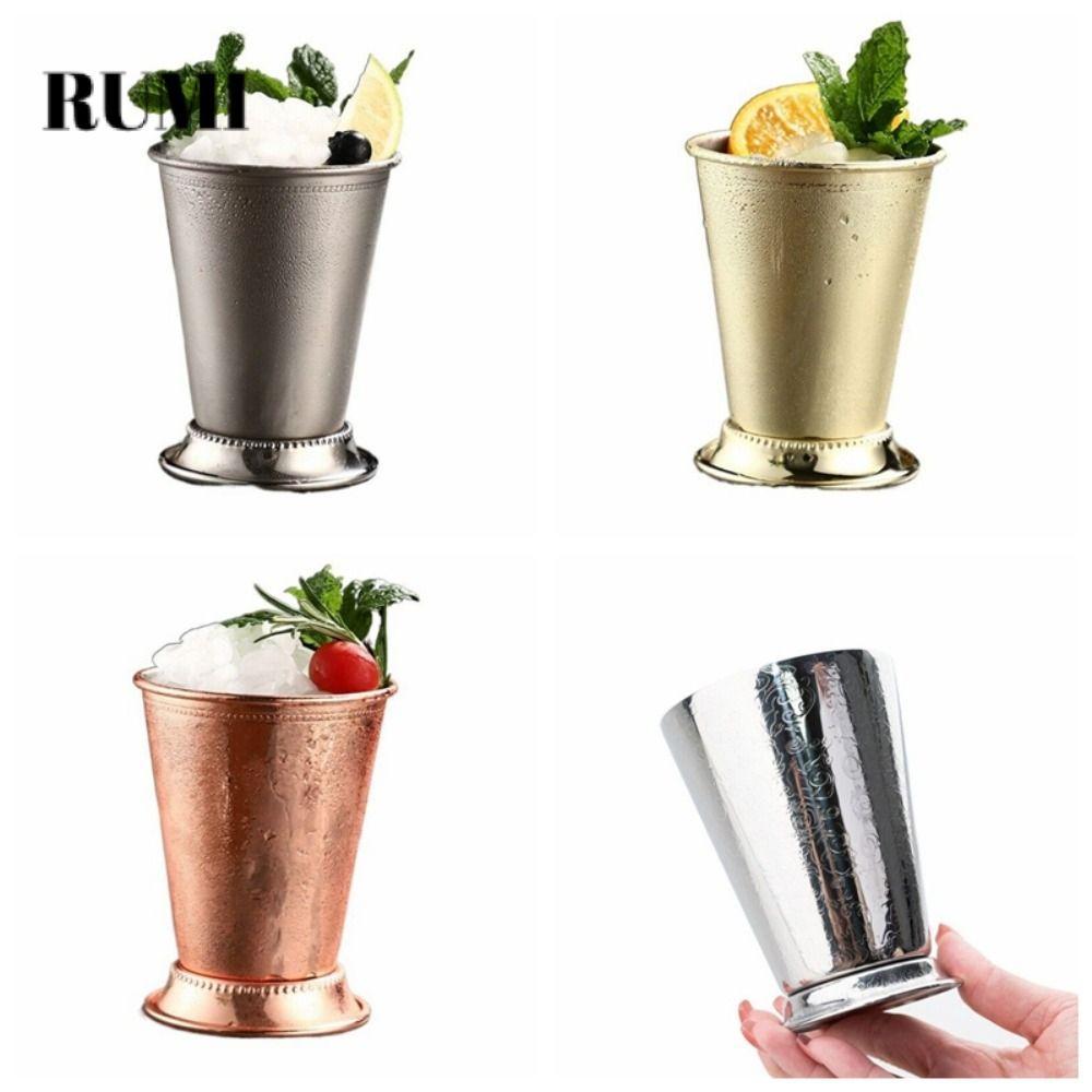 RUMI‌ Cốc Julep Cán Bạc Hà, Cốc Cocktail Inox Bạc, Vàng Bền 350ml Mojito Cocktail Kính Nhà Bếp