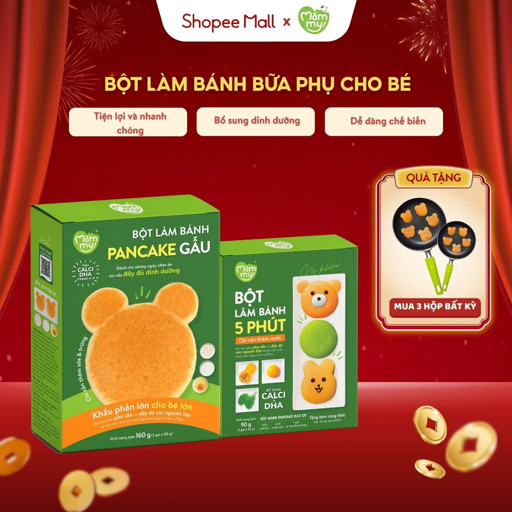 Bột làm bánh Pancake Mămmy làm bữa phụ cho bé chỉ với 5 phút bổ sung vitamin, giàu dinh dưỡng