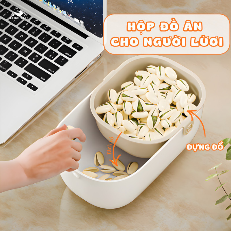 [15.1_Voucher 15k] Hộp Đựng Hạt 2 Tầng Tiện Lợi, Tách Vỏ Tự Rơi, Dành Cho Người Lười,  Dùng Khi Làm 