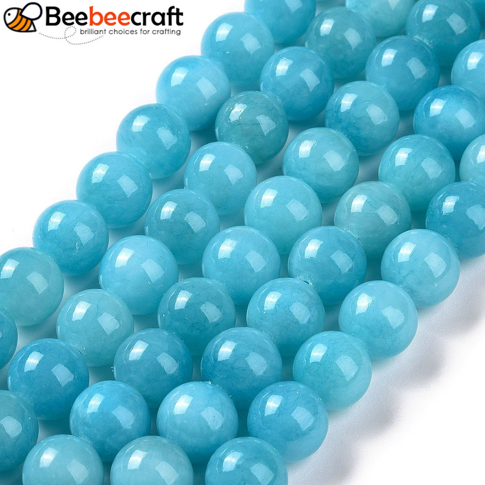 Dây Hạt Mashan Màu Cyan 8mm - 48 Viên/Sợi, 15 Inches