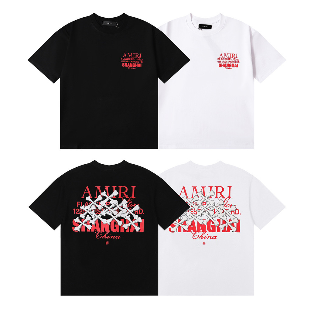JXNG Am1r1 24SS Foam Letter Dragon Year Limited Edition Pattern Short Sleeve t Men's and Women's Hig