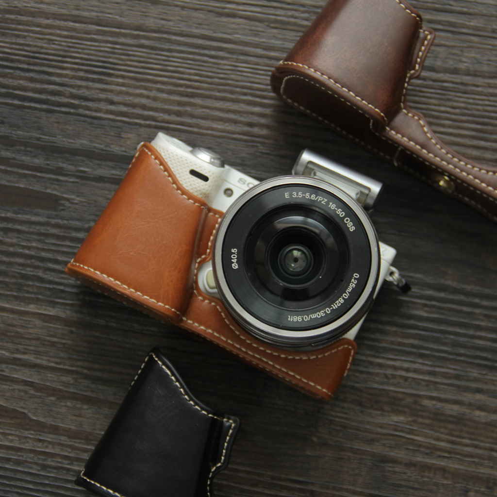 Thích hợp cho Vỏ máy ảnh Sony nex5R NEX-5t Đế da nex5 / 5C Vỏ bảo vệ nex7 / NEX-6 Half Case