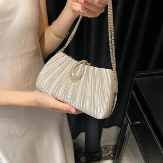 2026 Phong Cách Mới Lụa Xếp Ly Bữa Tối Người Nổi Tiếng Một Vai Messenger Túi Vòng Tay