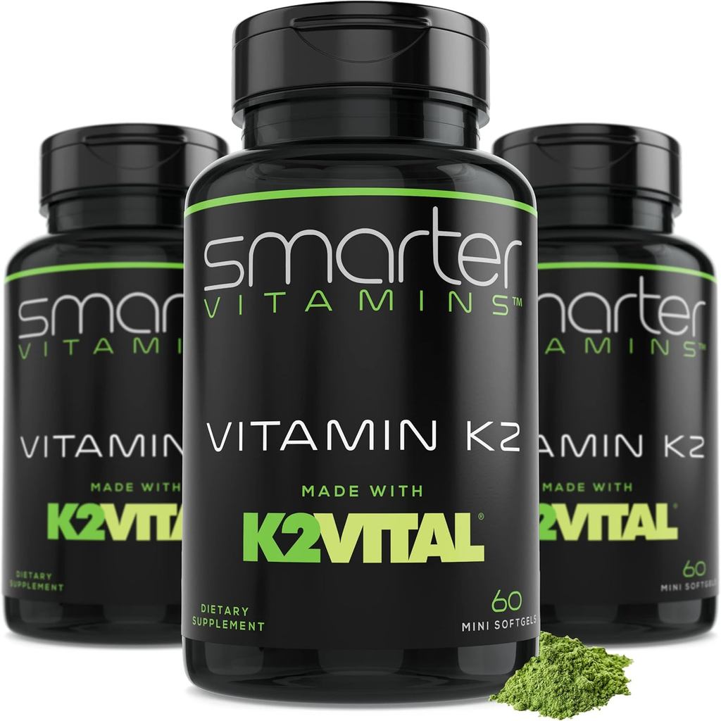 (3 Gói) arte Vitamin K2 MK7 100mcg, Sản xuất với K2VITAL và Kale, 180 viên nang mềm dạng lỏng
