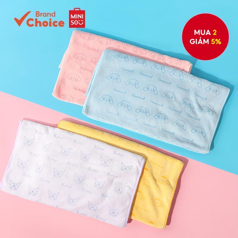 MINISO Khăn tắm sợi nhỏ dễ thương Sanrio - Kuromi & My Melody & Pompompurin mềm 33 cm x 71 cm.