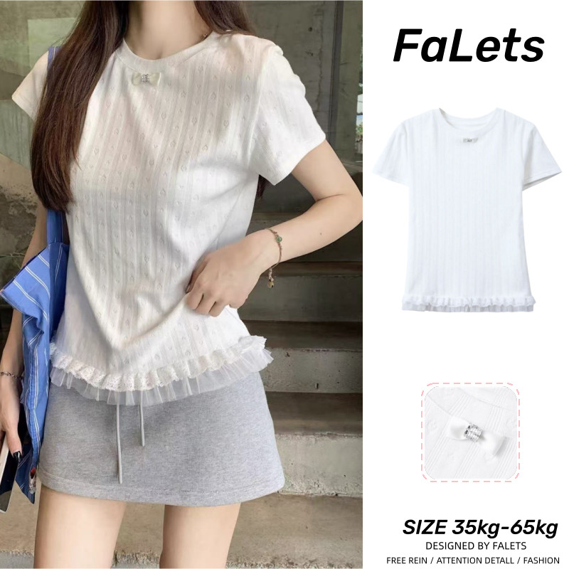 Áo babydoll baby tee nữ ôm body Thiết kế mới White Love Jacquard tay ngắn mùa hè Phong cách mới Slim-fit | BigBuy360 - bigbuy360.vn