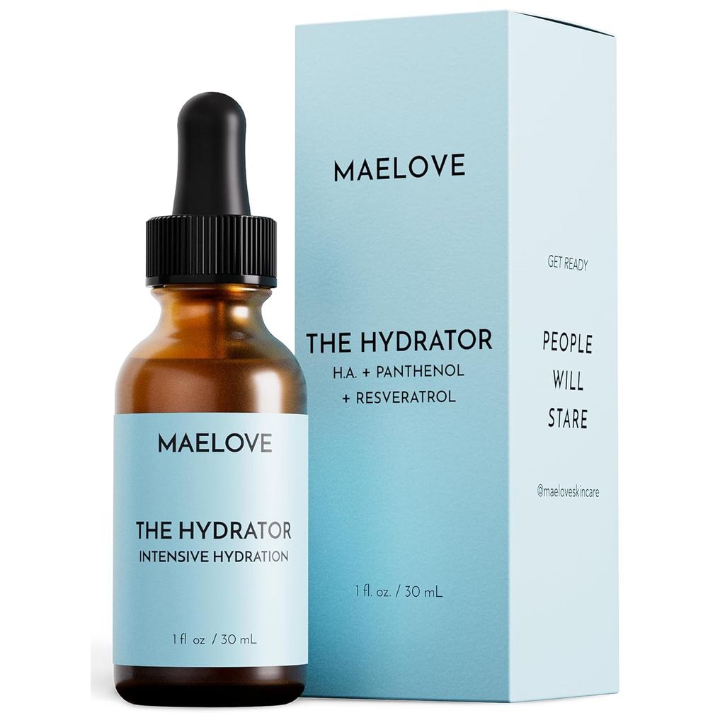 MAELOVE Hydrator Hyaluronic Acid B5 Serum với Resveratrol để phát sáng sương tức thì, lấp đầy nếp nh